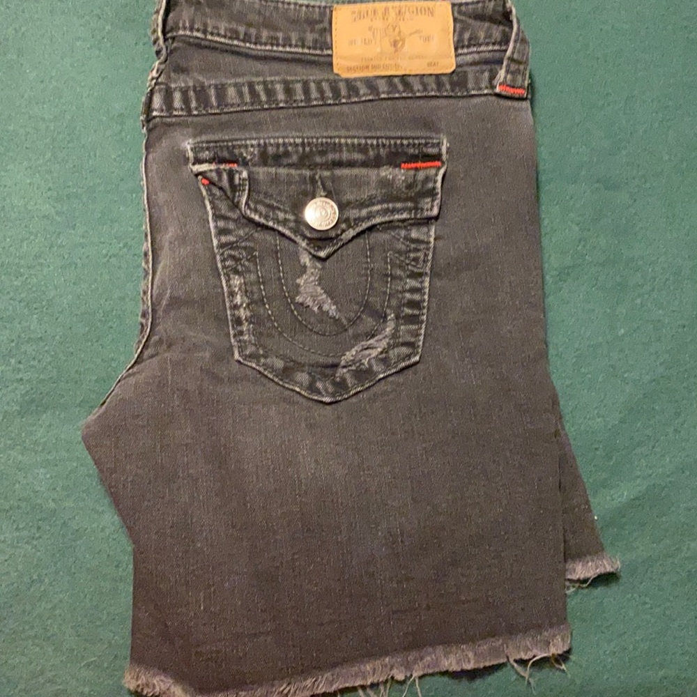 Distressed true religion Bermuda shorts